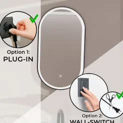 Lomazoo Miroir salle de bain Frankfurt avec LED 40x70 cm ovale noir