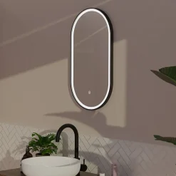 Lomazoo Miroir salle de bain Frankfurt avec LED 40x70 cm ovale noir