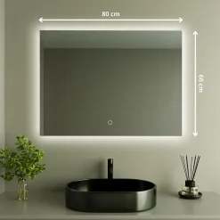 Miroir Lumineux|Lomazoo Miroir salle de bain Bryce avec LED 60 x 80 cm