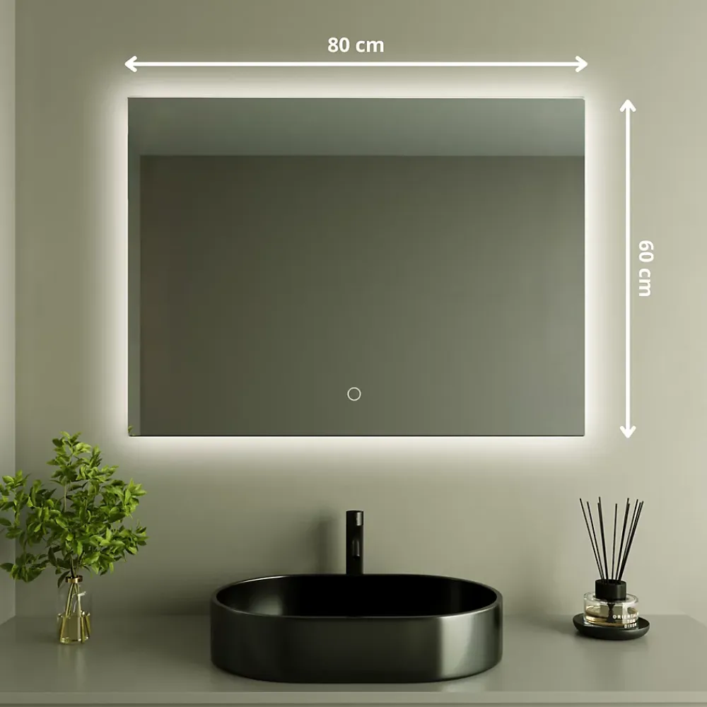 Miroir Lumineux|Lomazoo Miroir salle de bain Bryce avec LED 60 x 80 cm