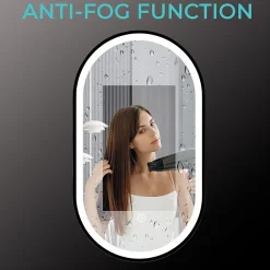 Miroir Lumineux|Lomazoo Miroir salle de bain Dortmund avec LED 40x70 cm ovale noir