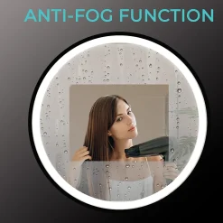 Miroir Lumineux|Lomazoo Miroir salle de bain Florence avec LED 80 cm noir rond