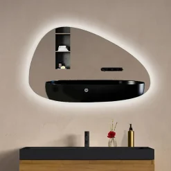 Miroir Lumineux|Lomazoo Miroir salle de bain Bilbao avec LED 80 x 50 cm asymétrique