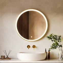 Miroir Lumineux|Lomazoo Miroir salle de bain Miami avec LED 70 cm doré