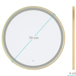 Miroir Lumineux|Lomazoo Miroir salle de bain Miami avec LED 70 cm doré