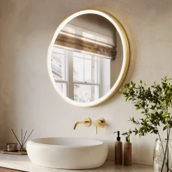 Miroir Lumineux|Lomazoo Miroir salle de bain Miami avec LED 70 cm doré
