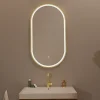 Miroir Lumineux|Lomazoo Miroir salle de bain lumineux LED Hamburg 50x70 cm ovale doré