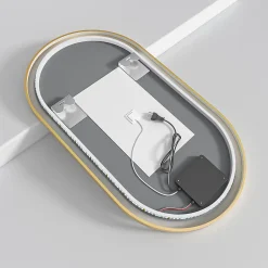 Miroir Lumineux|Lomazoo Miroir salle de bain lumineux LED Hamburg 50x70 cm ovale doré