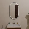 Lomazoo Miroir salle de bain lumineux LED Leipzig 50x90 cm ovale noir