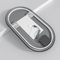 Lomazoo Miroir salle de bain lumineux LED Leipzig 50x90 cm ovale noir