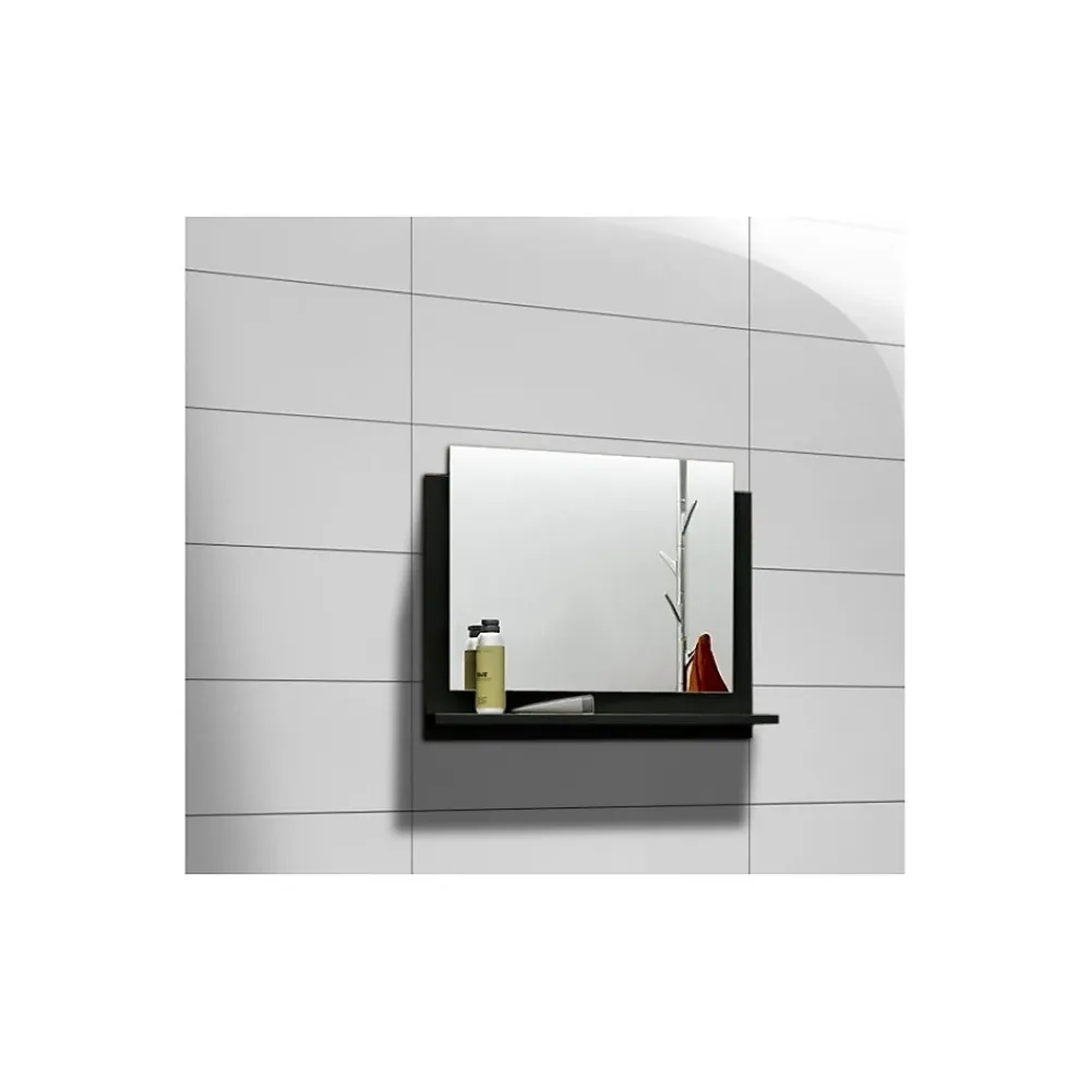 Miroir Simple|Meublorama Miroir salle de bain RAVEN 60x50 cm Noir mat et brillant