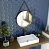 Aurlane Miroir salle de bain rond - diamètre 55cm - noir mat et finition bronze - CIRCLE HORUS