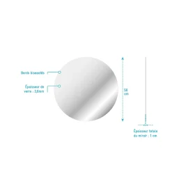 Aurlane Miroir salle de bain ROND - Diamètre 50cm - GO