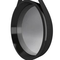 Aurlane Miroir salle de bain Rond type Barbier - Noir - Diamètre 50 cm