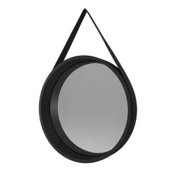 Aurlane Miroir salle de bain Rond type Barbier - Noir - Diamètre 50 cm