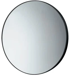 Kiamami Valentina Miroir Salle De Bain Rond 60 Cm Avec Cadre Noir En Résine Thermoplastique