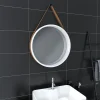 Miroir Simple|Aurlane Miroir salle de bain rond type barbier diamètre 50 cm - BARBER WHITE