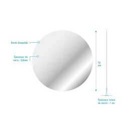 Aurlane Miroir salle de bain ROND - Diamètre 70cm - GO