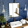 Miroir Simple|Aurlane Miroir salle de bain 60x80cm suspendu noir mat - avec lanière effet cuir noir - NORDIK REKTANGEL