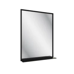 Miroir Simple|Aurlane Miroir salle de bain 80x60cm - laqué noir mat avec étagères - FRAMED MIRROR