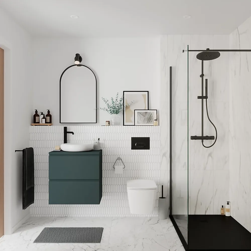 GoodHome Miroir salle de bains arche 50x80 cm, noir, Tisa
