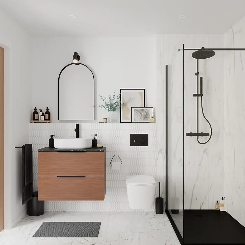 GoodHome Miroir salle de bains arche 50x80 cm, noir, Tisa