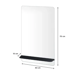 Homesight Miroir salle de bains avec tablette noire 40x70 cm, Sorrento