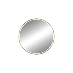 MPGlass Miroir salle de bains éclairant à LED cadre doré rond Ø60 cm, anti-buée, Céleste