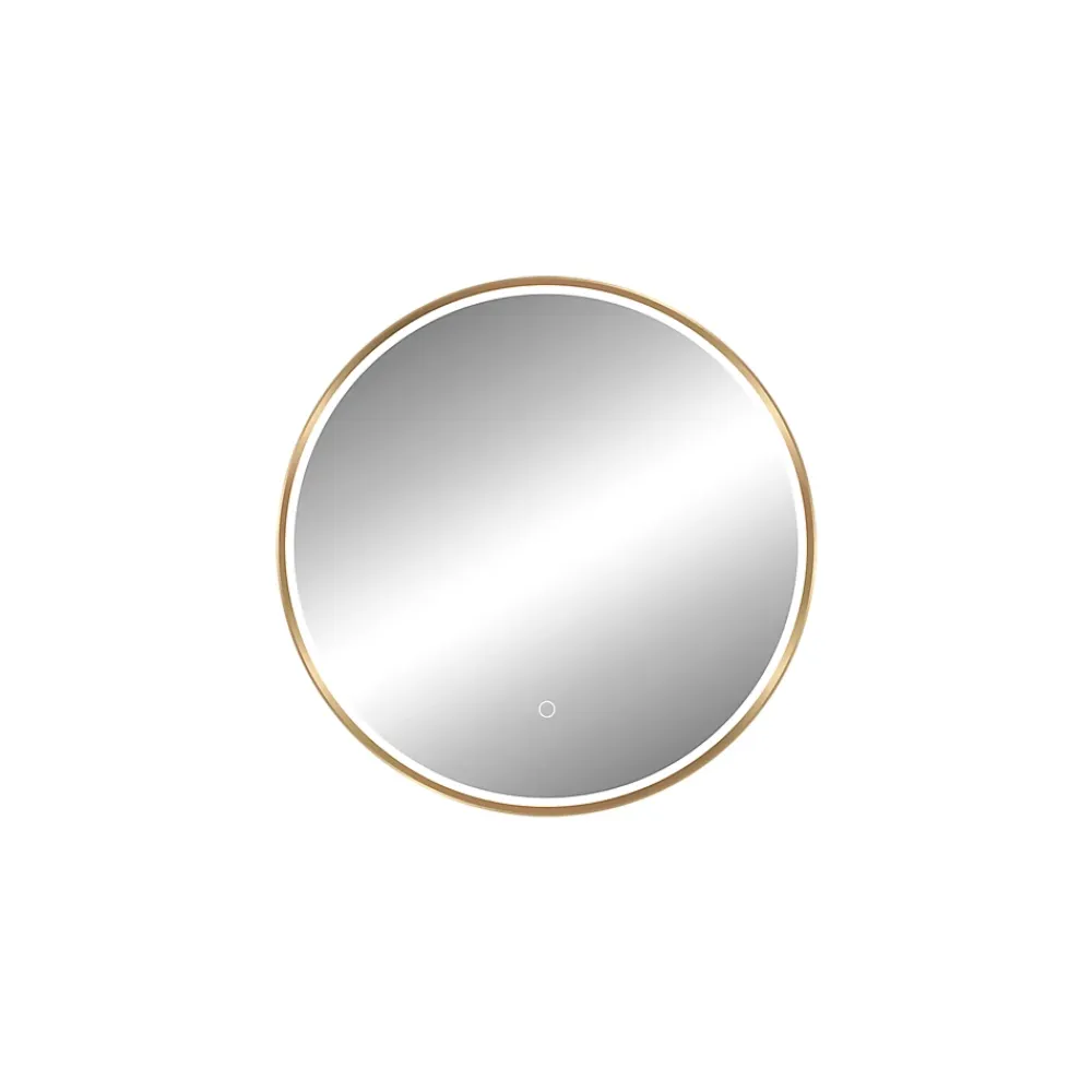 MPGlass Miroir salle de bains éclairant à LED cadre doré rond Ø60 cm, anti-buée, Céleste