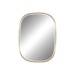 Miroir Lumineux|MPGlass Miroir salle de bains éclairant à LED cadre doré l.60 x H.80 x P.4 cm, anti-buée, Céleste
