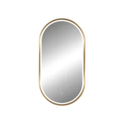 MPGlass Miroir salle de bains éclairant à LED cadre doré oblong l.45 x H.85 x P.4 cm, anti-buée, Céleste