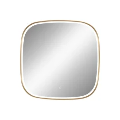 MPGlass Miroir salle de bains éclairant à LED cadre doré carré l.80 x H.80 x P.4 cm, anti-buée, Céleste