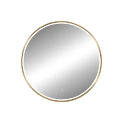 MPGlass Miroir salle de bains éclairant à LED cadre doré rond Ø80 cm, anti-buée, Céleste