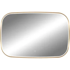 Miroir Lumineux|MPGlass Miroir salle de bains éclairant à LED cadre doré l.120 x H.80 x P.4 cm, anti-buée, Céleste