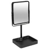 Miroir Simple|5five Simply Smart Miroir salle de bains grossissant x3 et pivotant en métal noir avec plateau l.15,2 x H.30 x P.12,8 cm, Glass