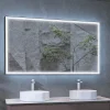 Miroir Lumineux|Ledimex Miroir Salle de Bains Lumineux SUIZA Anti-Buée et Eclairage Frontal Triled Tactile On/Off Noir Mat 70x80cm