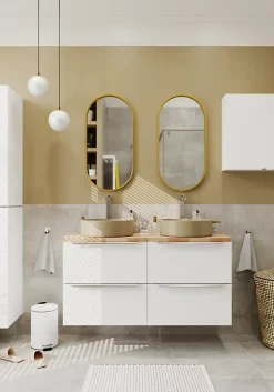 Miroir Simple|GoodHome Miroir salle de bains oblong 40x80 cm Tisa doré
