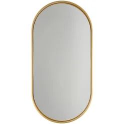 Miroir Simple|GoodHome Miroir salle de bains oblong 40x80 cm Tisa doré