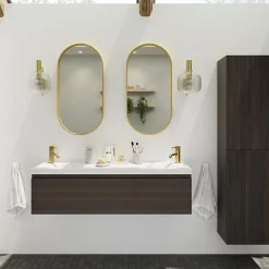 Miroir Simple|GoodHome Miroir salle de bains oblong 40x80 cm Tisa doré