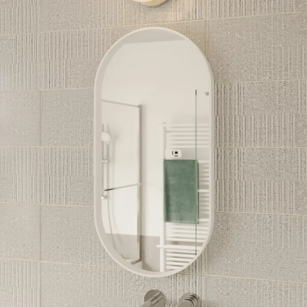 GoodHome Miroir salle de bains oblong 40x80 cm, blanc, Tisa
