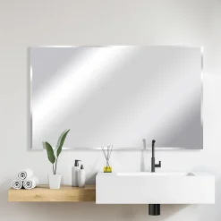 Miroir Simple| Miroir salle de bains rectangulaire 100X60 cm Wapta argent