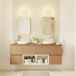 Miroir Simple|GoodHome Miroir salle de bains rectangulaire 80x60 cm Tisa doré