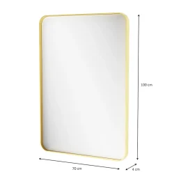 Miroir Simple|GoodHome Miroir salle de bains rectangulaire 100x70 cm, doré, Tisa