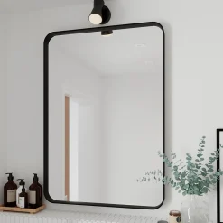GoodHome Miroir salle de bains rectangulaire 100x70 cm, noir, Tisa