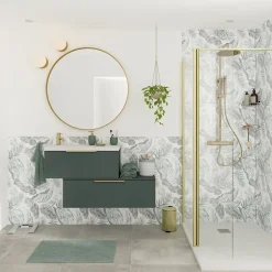 GoodHome Miroir salle de bains rond Ø100 cm, doré, Tisa
