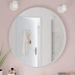 Miroir Simple|GoodHome Miroir salle de bains rond Ø80 cm, blanc, Tisa