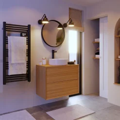 GoodHome Miroir salle de bains rond diamètre 80 cm Tisa noir