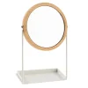 Levasseur Miroir salle de bains, rond, à poser, en bambou et métal blanc Garden