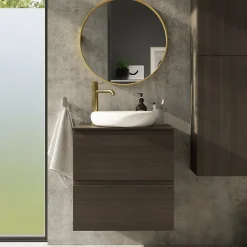 Miroir Simple|GoodHome Miroir salle de bains rond diamètre 60 cm Tisa doré