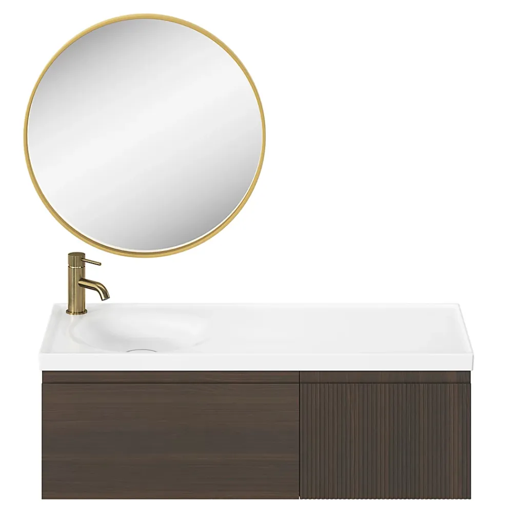 Miroir Simple|GoodHome Miroir salle de bains rond diamètre 60 cm Tisa doré